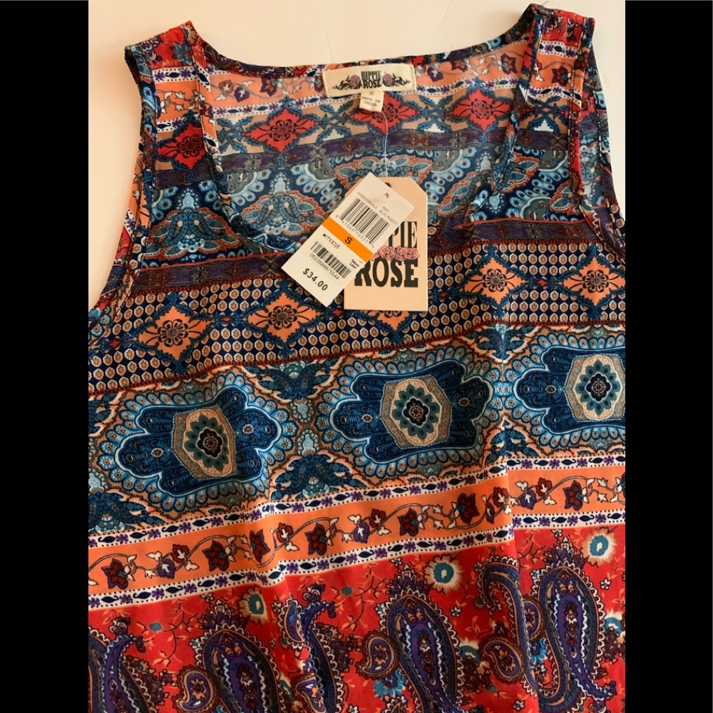 Hippie Rose floral print tank, size small